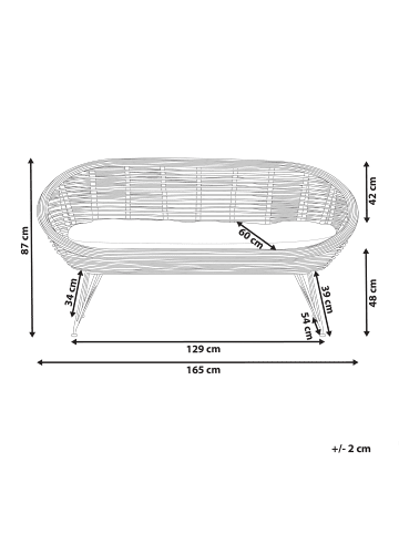 Beliani Gartensofa MARATEA in /Schwarz/Beige - (W) 165 x (H) 87 x (L) 64 cm