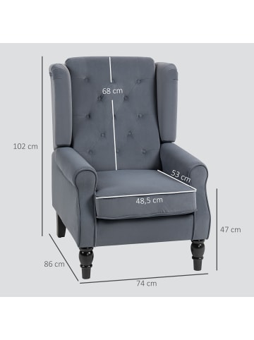 HOMCOM Ohrensessel-86L x 74B x 102H cm-Grau