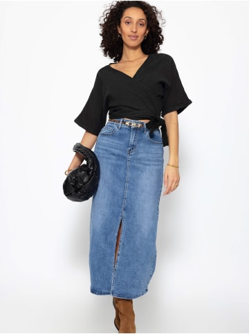 SASSYCLASSY Musselin Bluse zum Wickeln in schwarz