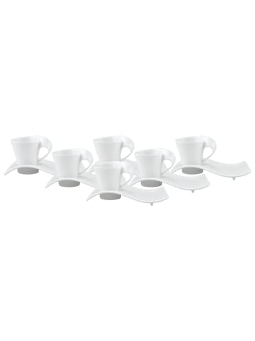 Villeroy & Boch 6er Set Espressotassen mit Unterteller NewWave Caffè in Weiß 80 ml in weiß