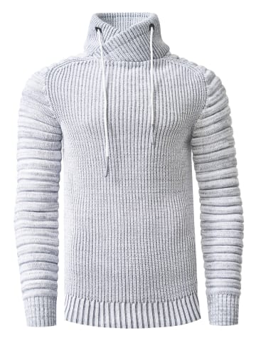 Rusty Neal Biker Grobstrick Stehkragen-Pullover in Weiß