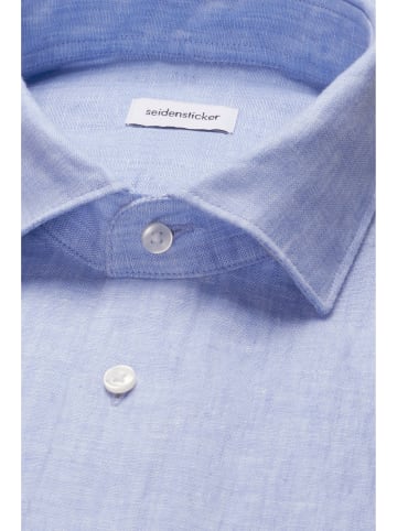 Seidensticker Leinenhemd Slim in Mittelblau