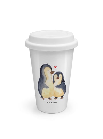 Mr. & Mrs. Panda Thermokaffeebecher Pinguin umarmen ohne Spruch in Weiß
