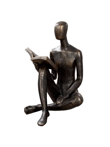 GILDE Skulptur Reading bronzefarben - (H) 80 cm