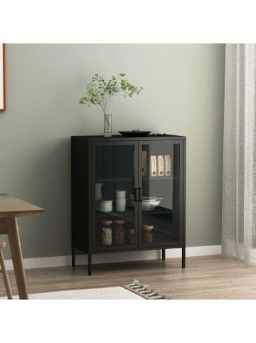 en.casa Sideboard Fauske in Schwarz (H)101.5cm (B)80cm (T)40cm (G)25.2kg