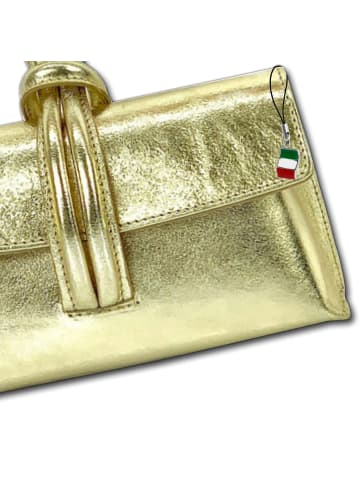 Florence Florence Abendtasche, Umhängetasche Leder gold ca. 23cm