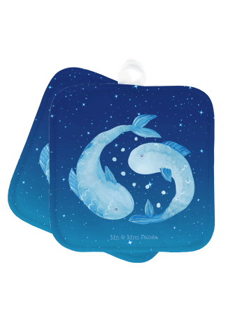 Mr. & Mrs. Panda Topflappen Sternzeichen Fische ohne Spruch in Sternenhimmel Blau