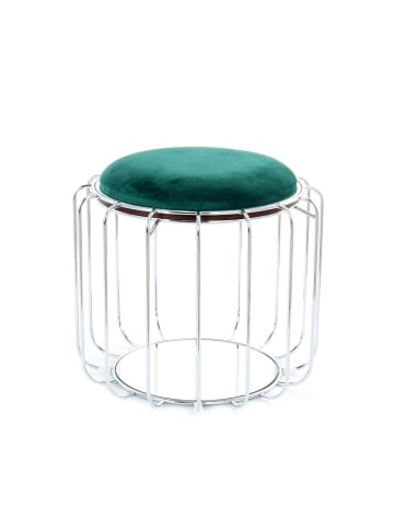 Kayoom Sitzkissen Pouf Comfortable in dunkelgrün - silber