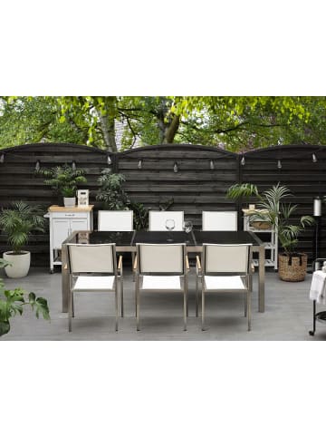 Beliani Esstisch GROSSETO in Grau/Silber - (W) 100 x (H) 74 x (L) 220 cm