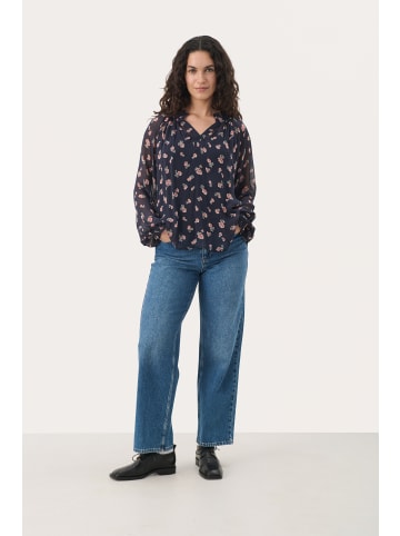 PART TWO Langarm-Bluse KelsiaPW Gerade Passform in Dark Navy Mini Blurred Flower