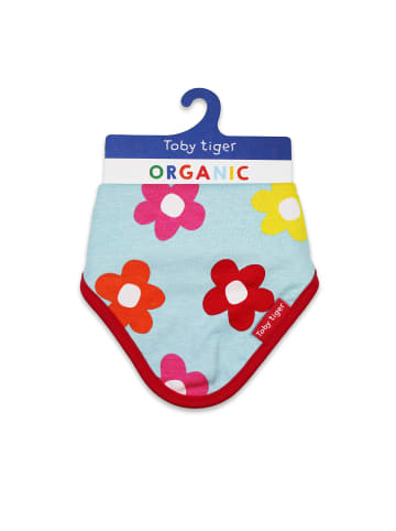 Toby Tiger Dreieckstuch mit Regenbogenblumen Print in blau