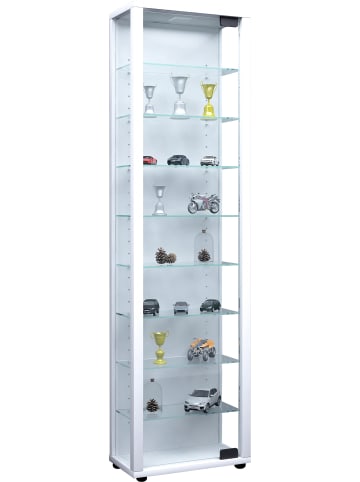 VCM  Holz Glas Stand Vitrine Edana Maxi in Weiß