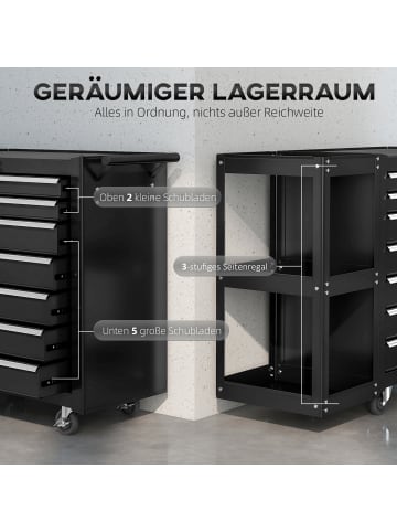 HOMCOM Werkstattwagen-96L x 33,5B x 75H cm-Schwarz