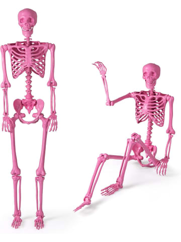 COSTWAY Halloween Deko Skelett 158cm in Rosa