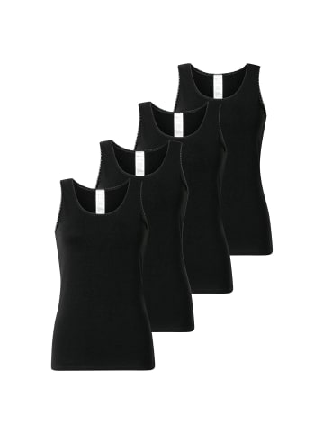 Schiesser Unterhemd 4er Pack in Schwarz