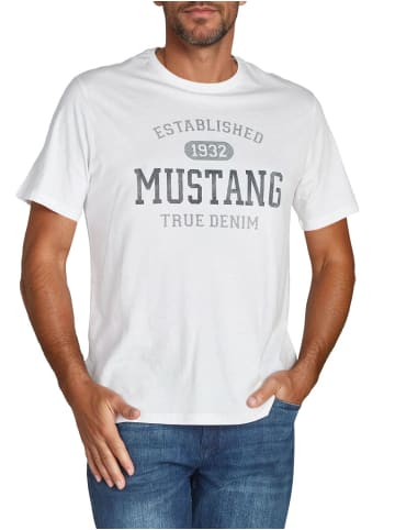 Mustang T-Shirt Basic Print Tee in Weiß