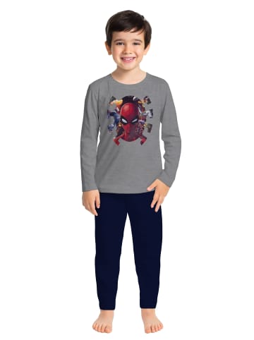 Spiderman Marvel Spiderman Schlafanzug  Langarm in blau/grau