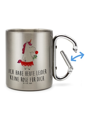 Mr. & Mrs. Panda Metallbecher Einhorn Dame mit Spruch in Silber