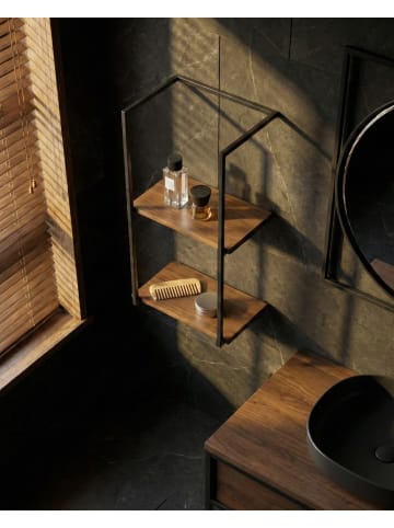 Beliani Badezimmerregal LOLOG in Schwarz/Braun - (W) 30 x (H) 60 x (L) 20 cm