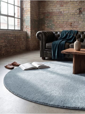 KADIMA DESIGN Läufer Uni rutschhemmend weich wohnlich Wohnzimmer Schlafzimmer in Blau