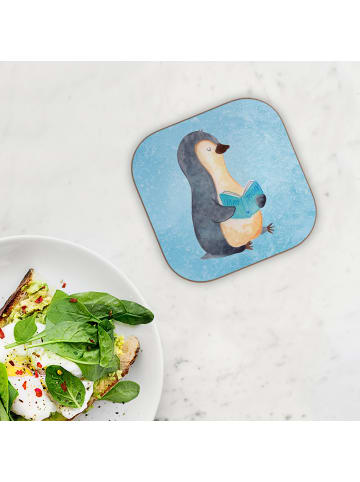 Mr. & Mrs. Panda Untersetzer Pinguin Buch ohne Spruch in Eisblau