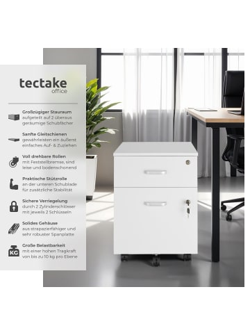 tectake Rollschrank Vagur, 2 abschließbare Schubladen