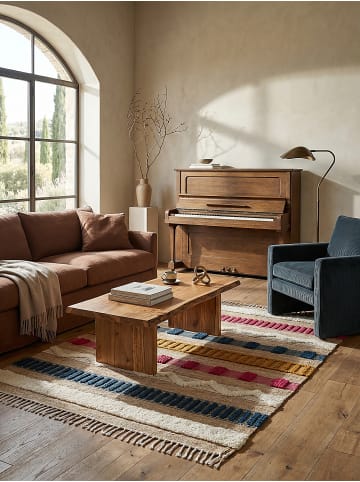 KADIMA DESIGN Naturfaser-Teppich Handgewebt WHARFE Boho Gestreift Wohnlich in Natur-Multicolor