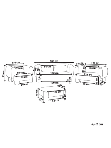 Beliani 4-tlg Sitzgruppe HOGBO in Weiß