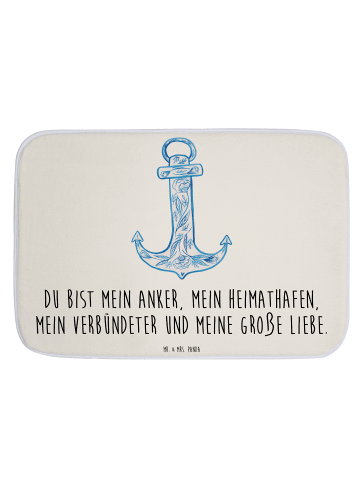 Mr. & Mrs. Panda Badematte Anker Blau mit Spruch in Weiß