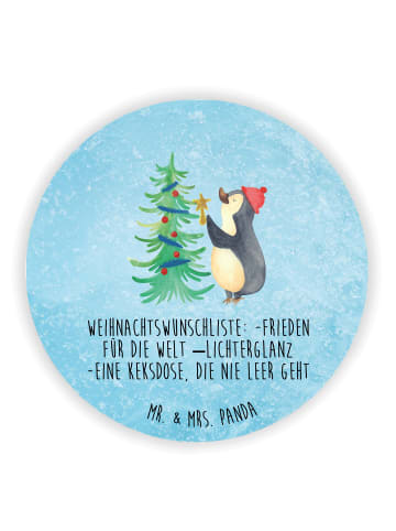 Mr. & Mrs. Panda Rund Magnet Pinguin Weihnachtsbaum mit Spruch in Eisblau