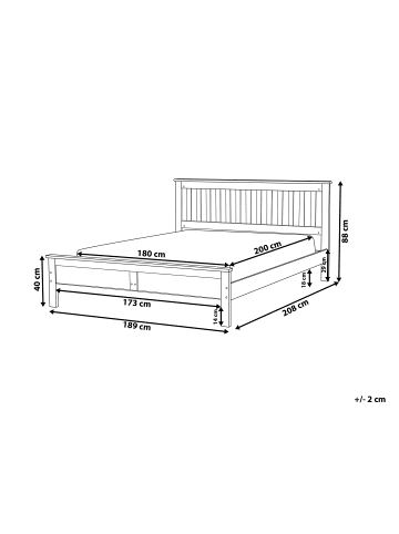 Beliani Doppelbett MAYENNE in Weiß - (W) 189 x (H) 88 x (L) 208 cm