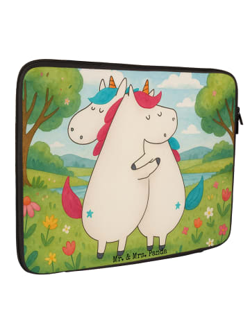Mr. & Mrs. Panda Laptop Tasche Einhörner Umarmen Design ohne Spruch in Weiß