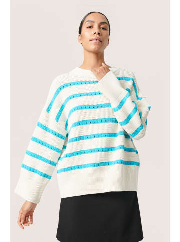 Soaked in Luxury Strickpullover SLRavalina Lockere Passform in White and Sea Jet Stripe