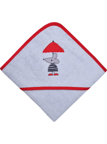 Wörner Frottier Kapuzenbadetuch in grau/rot