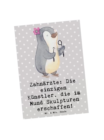 Mr. & Mrs. Panda Grußkarte Zahnarzt Künstler mit Spruch in Grau Pastell