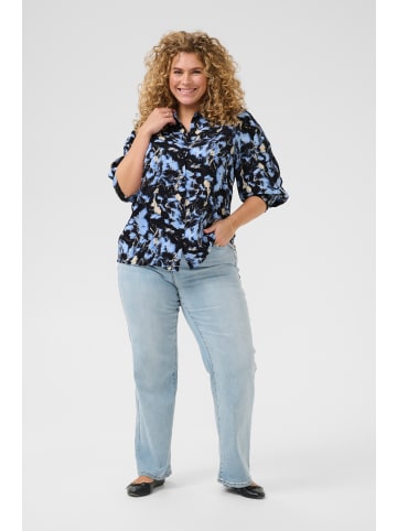 KAFFE curve Langarm - Hemd KClurana Regular fit in Black/Blue Graphic Strokes