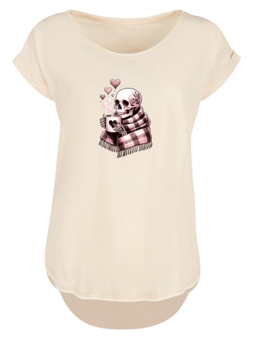 F4NT4STIC Long Cut T-Shirt Cozy Winter Skelett in Whitesand
