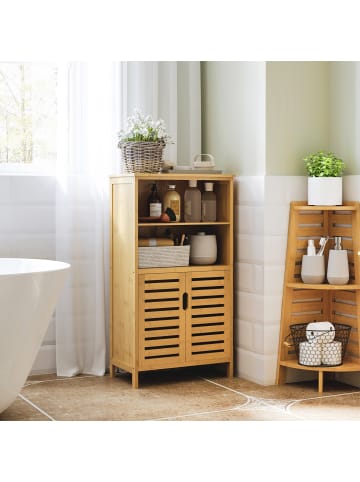 Kleankin Badezimmerschrank-50L x 29B x 92H cm-Naturholz