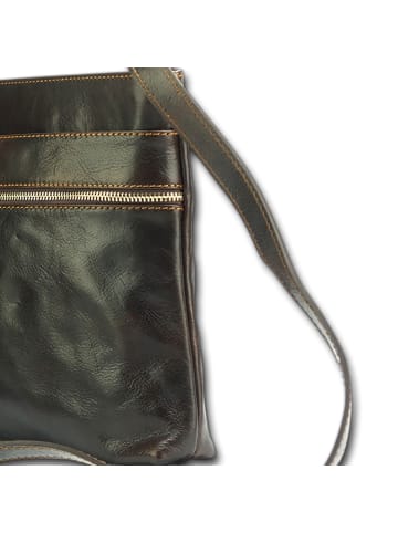 Florence Florence Schultertasche, Umhängetasche Leder braun ca. 25cm - 28cm