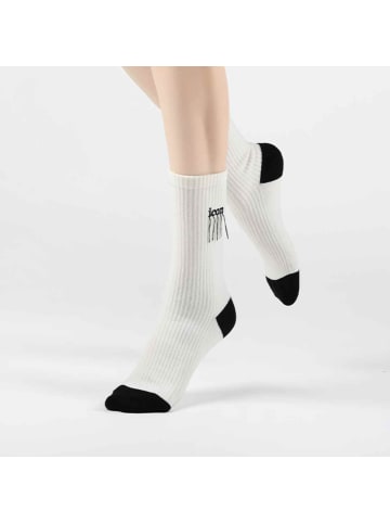 MUNADUNA 2er-Set ‘Character’ Socken mit Fransen in Schwarz/Weiß