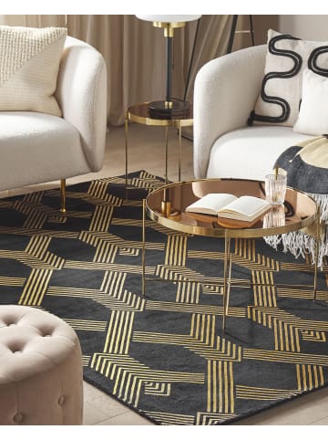 Beliani Kurzflor VEKSE in Schwarz/Gold - (W) 160 x (H) 1.2 x (L) 230 cm