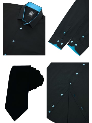 Rusty Neal Hemd mit Krawatte in Schwarz / Türkis