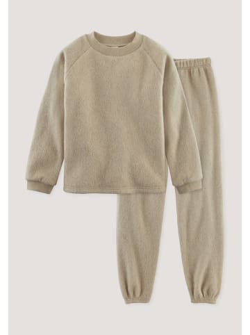 Hessnatur Hessnatur Fleece Pyjama Regular aus reiner Bio-Baumwolle in goldsand