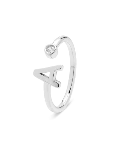 Luxenter Ring aus 925er Sterlingsilber mit Zirkonia, rhodiniert – Alphabet