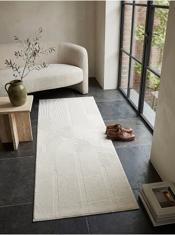 KADIMA DESIGN KASOS Kurzflorteppich Creme 80x150 Geometrisch Polyester Waschbar in Creme