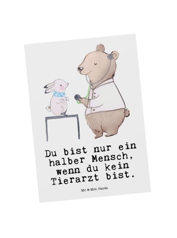 Mr. & Mrs. Panda Postkarte Tierarzt Herz mit Spruch in Weiß