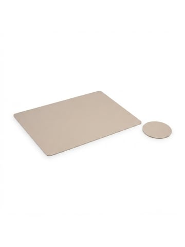 relaxdays 6-tlg. Platzdeckchen Set mit Untersetzern in Grau/ Beige