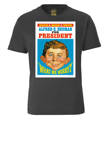 Logoshirt T-Shirt Mad - Alfred E. Neumann For President in grau