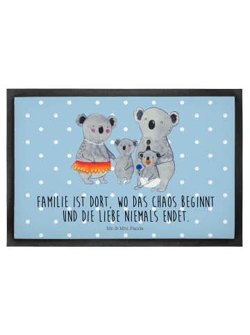 Mr. & Mrs. Panda Schmutzmatte Koala Familie mit Spruch in Blau Pastell