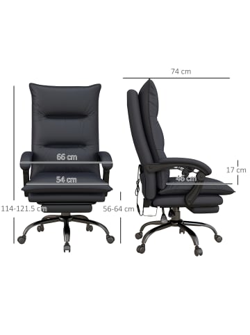 Vinsetto Massage-Bürostuhl-66L x 74B x 114-121,5H cm-Dunkelgrau